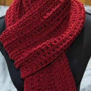 Cozy Red Crochet Scarf
